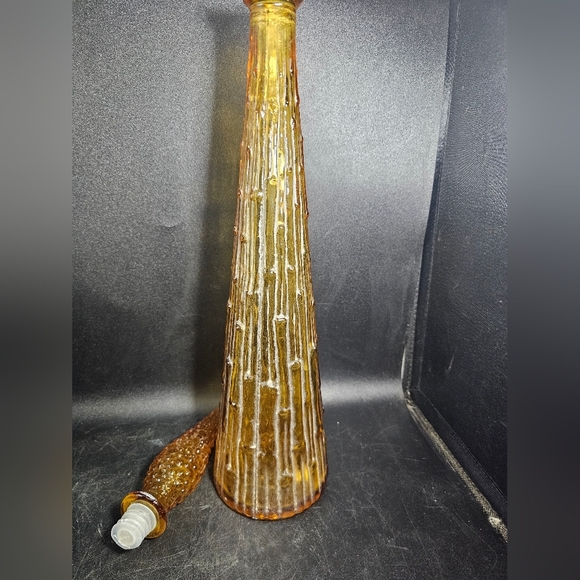 Elegant Vintage Empoli Amber Genie  Glass Bottle - Picture 2 of 10